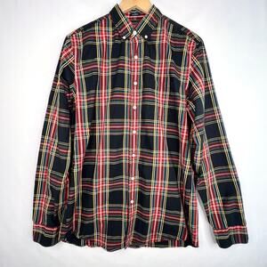 J. Crew Factory Flex Washed Plaid Button Down Shirt Large Tall